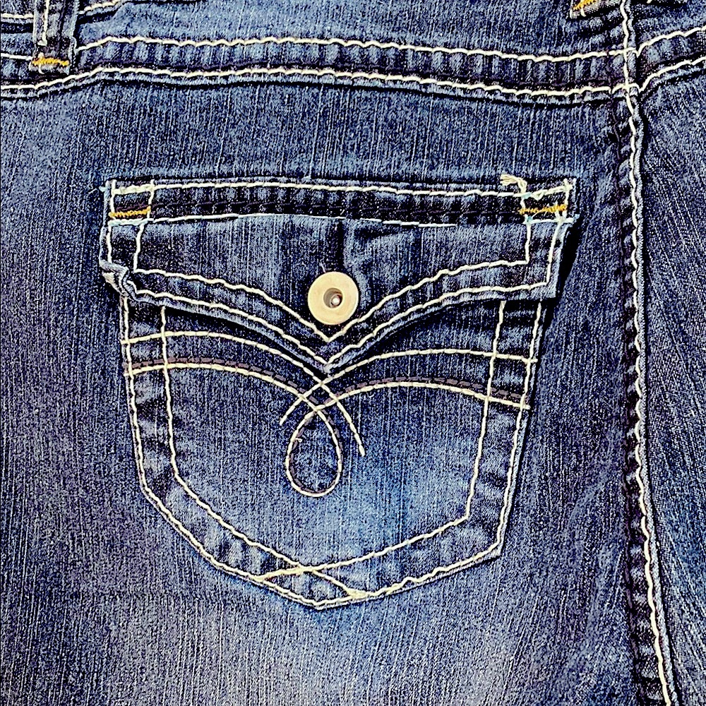 2 for $25 - Penningtons RAMIE (grass linen) fabric Blue Denim Jeans, 14 Plus